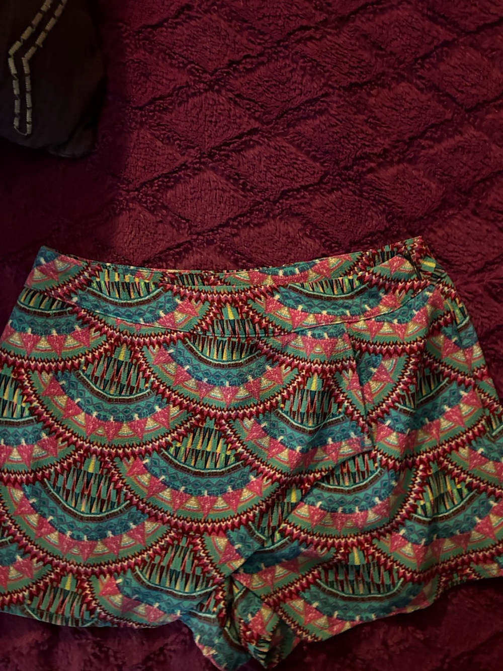 Pink Republic Multicolor Aztec Print Skort - Teal, Pink, Yellow